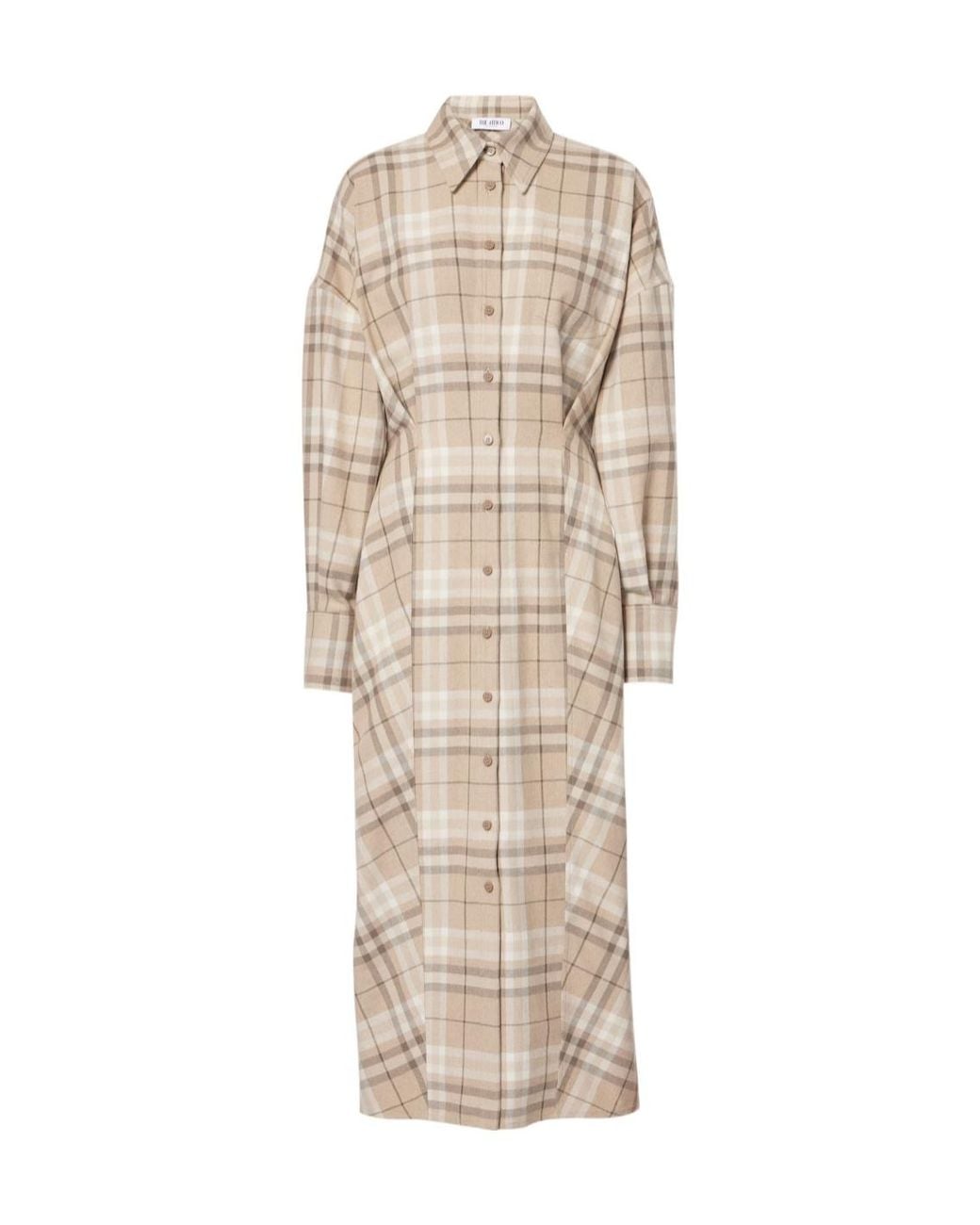 The Attico Natural Checked Cotton-Blend Shirt Dress