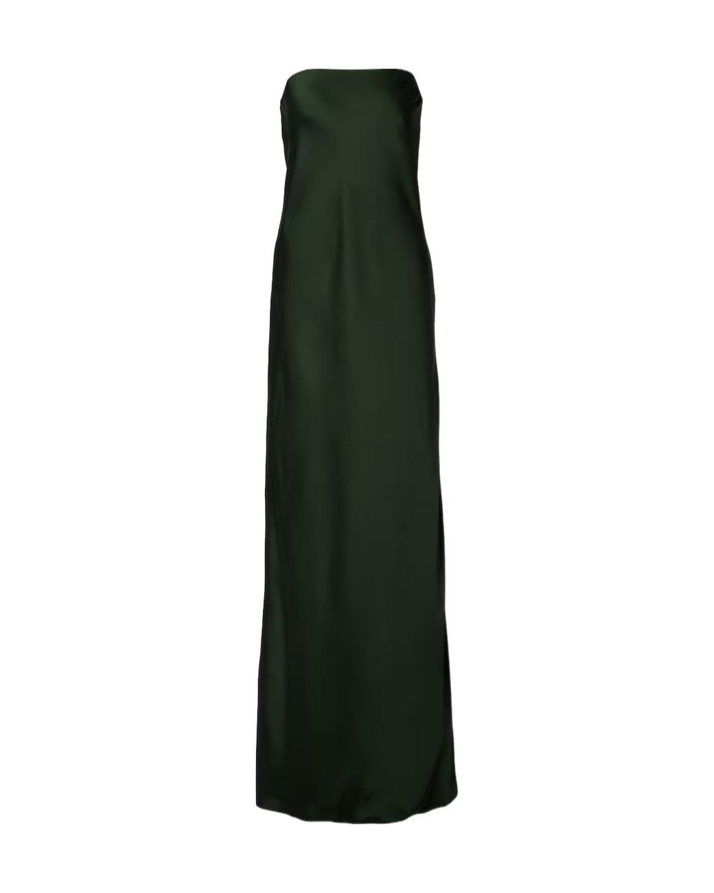 Norma Kamali Green Strapless Satin Gown
