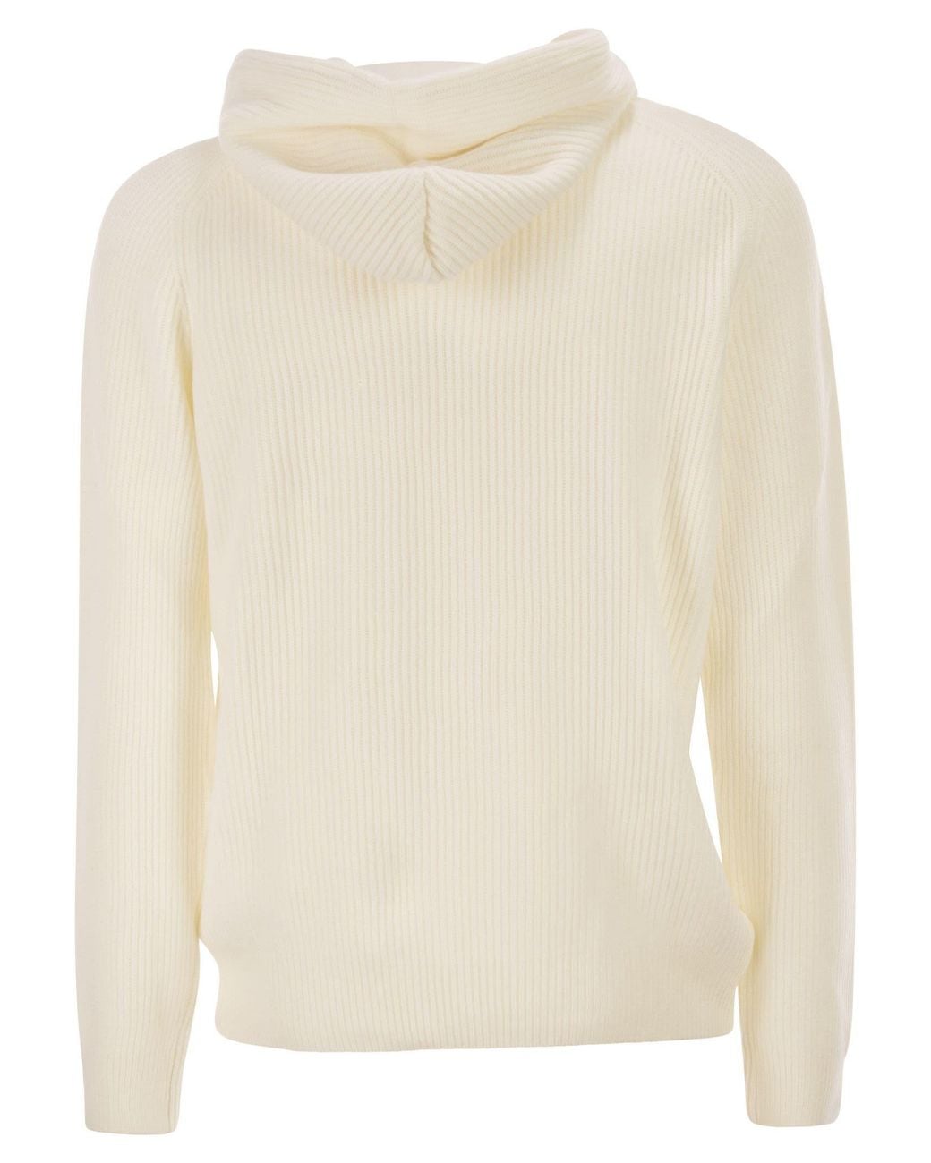 Tagliatore White Drawstring Knitted Hooded Jumper for men