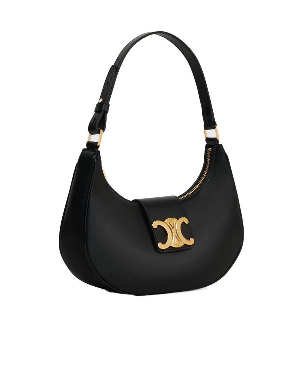 Céline Black Ava Triomphe Medium Leather Shoulder Bag