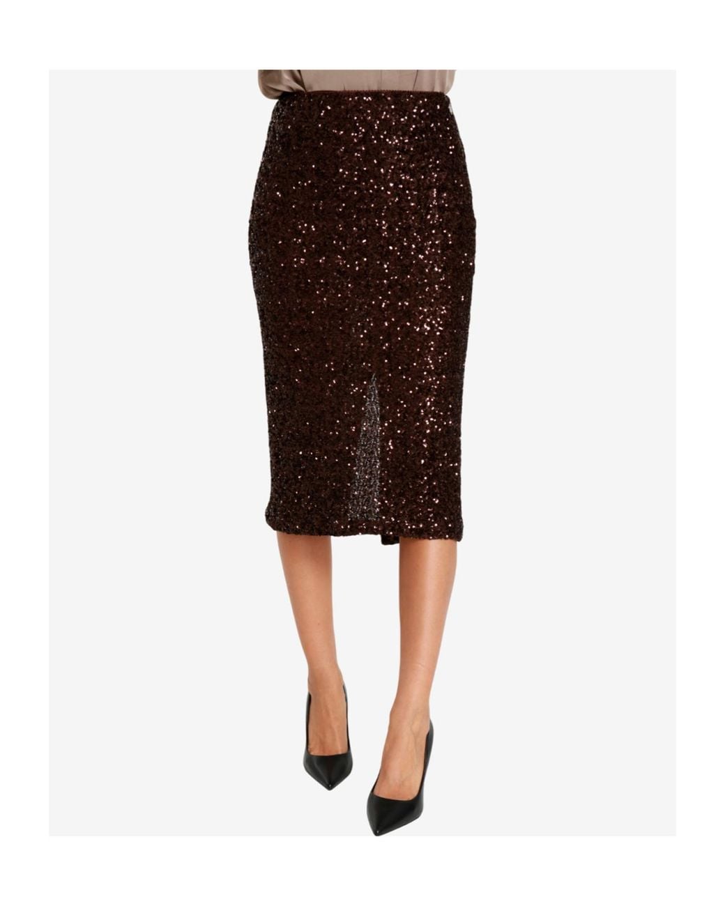 Aniye By Brown Sequined Skirt