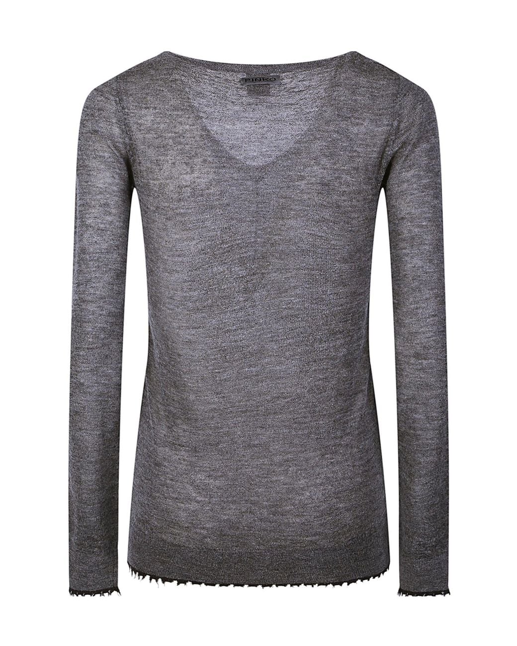 Pinko Gray V-Neck Frayededge Sweater