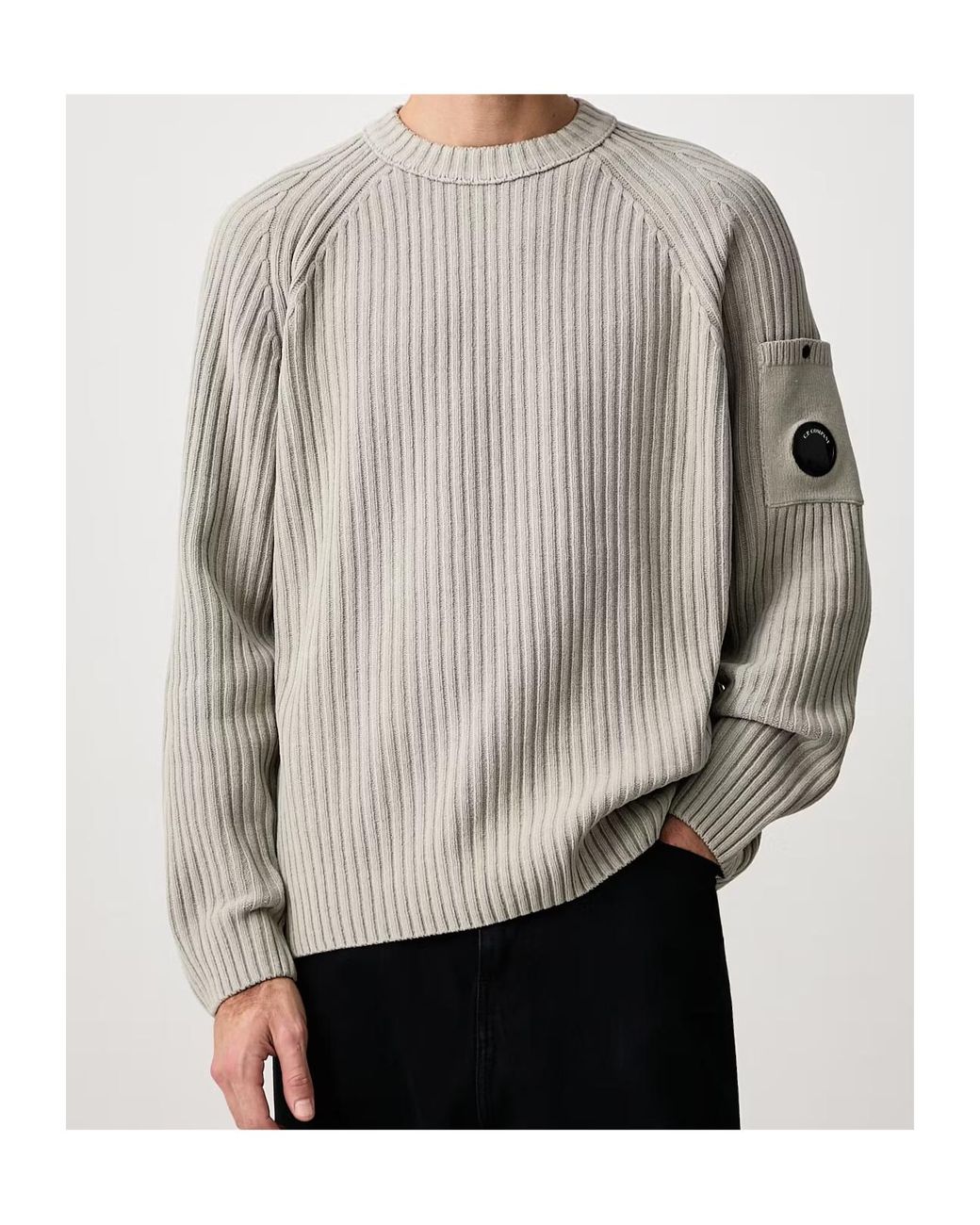 C P Company Gray Crew-Neck Long-Sleeve Knit Top for men