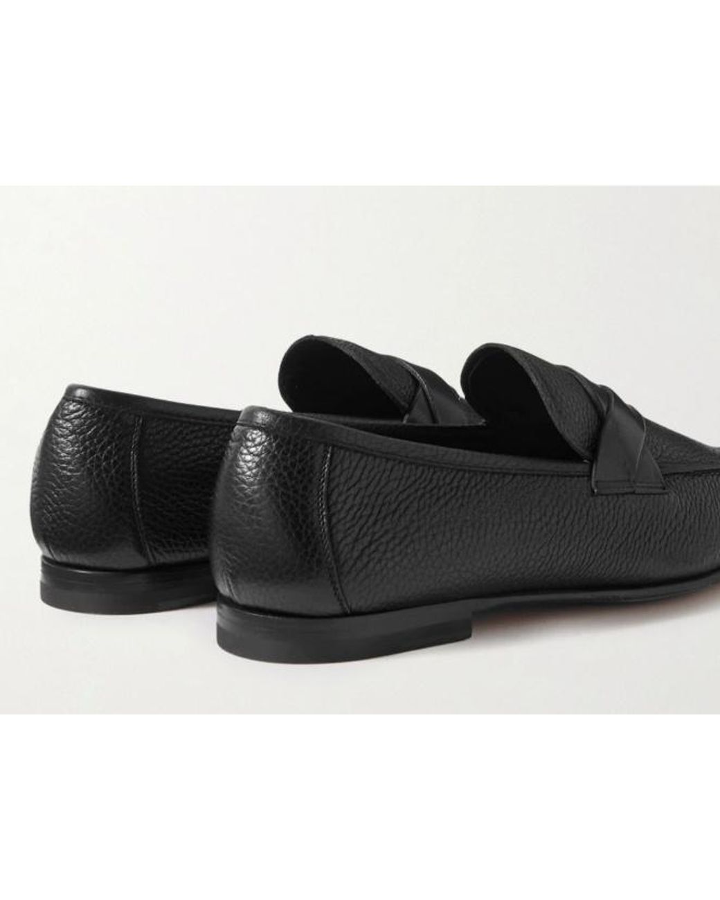 Tom Ford Black Almond-Toe Leather Loafers for men