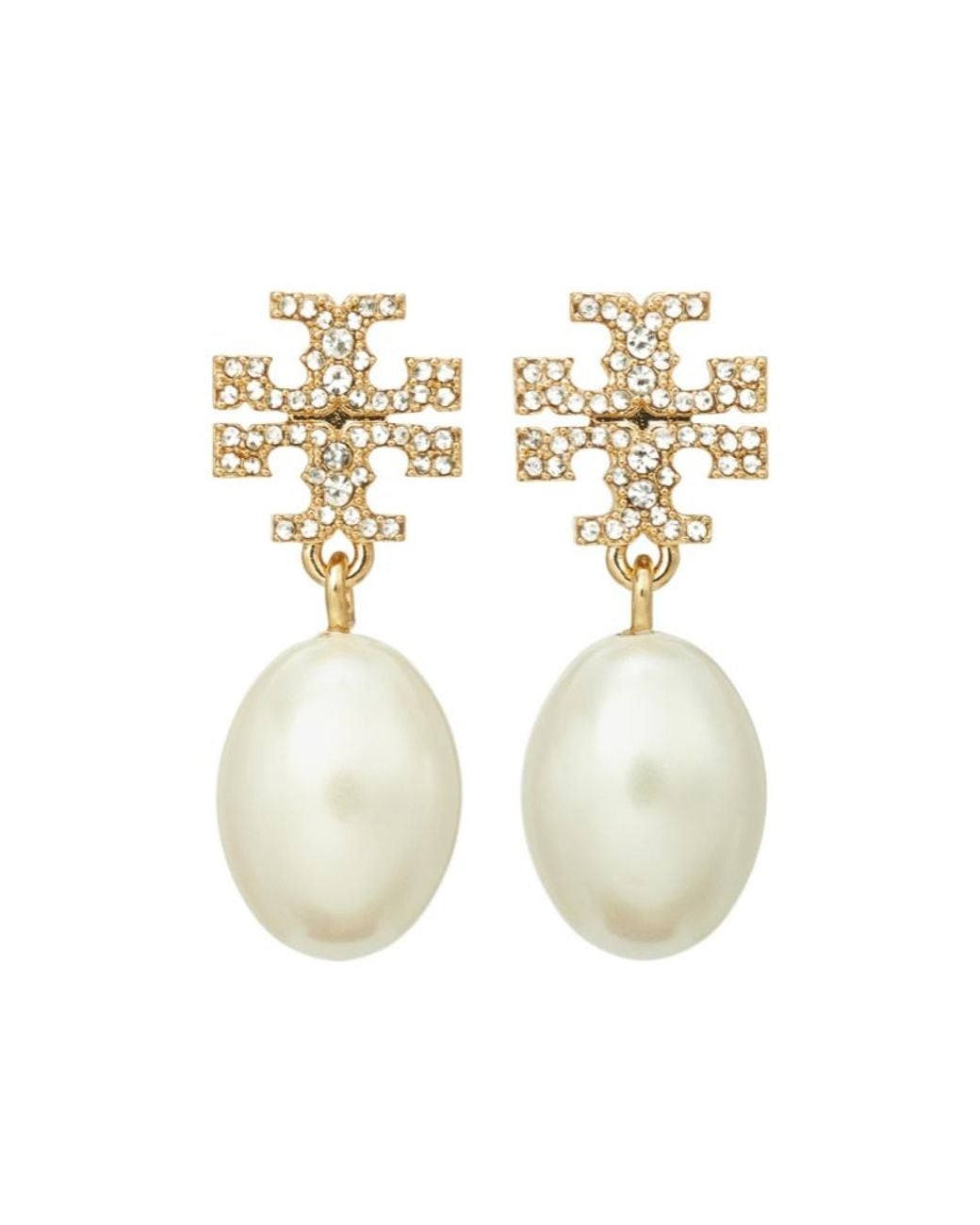 Tory Burch White Kira Pearl Drop Earrings