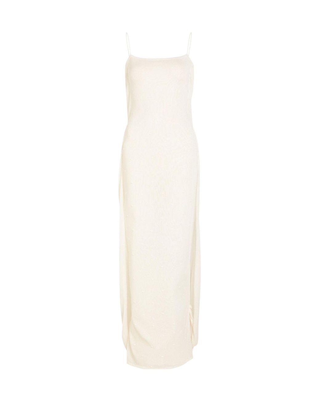 Jacquemus White Square-Neck Mesh Dress