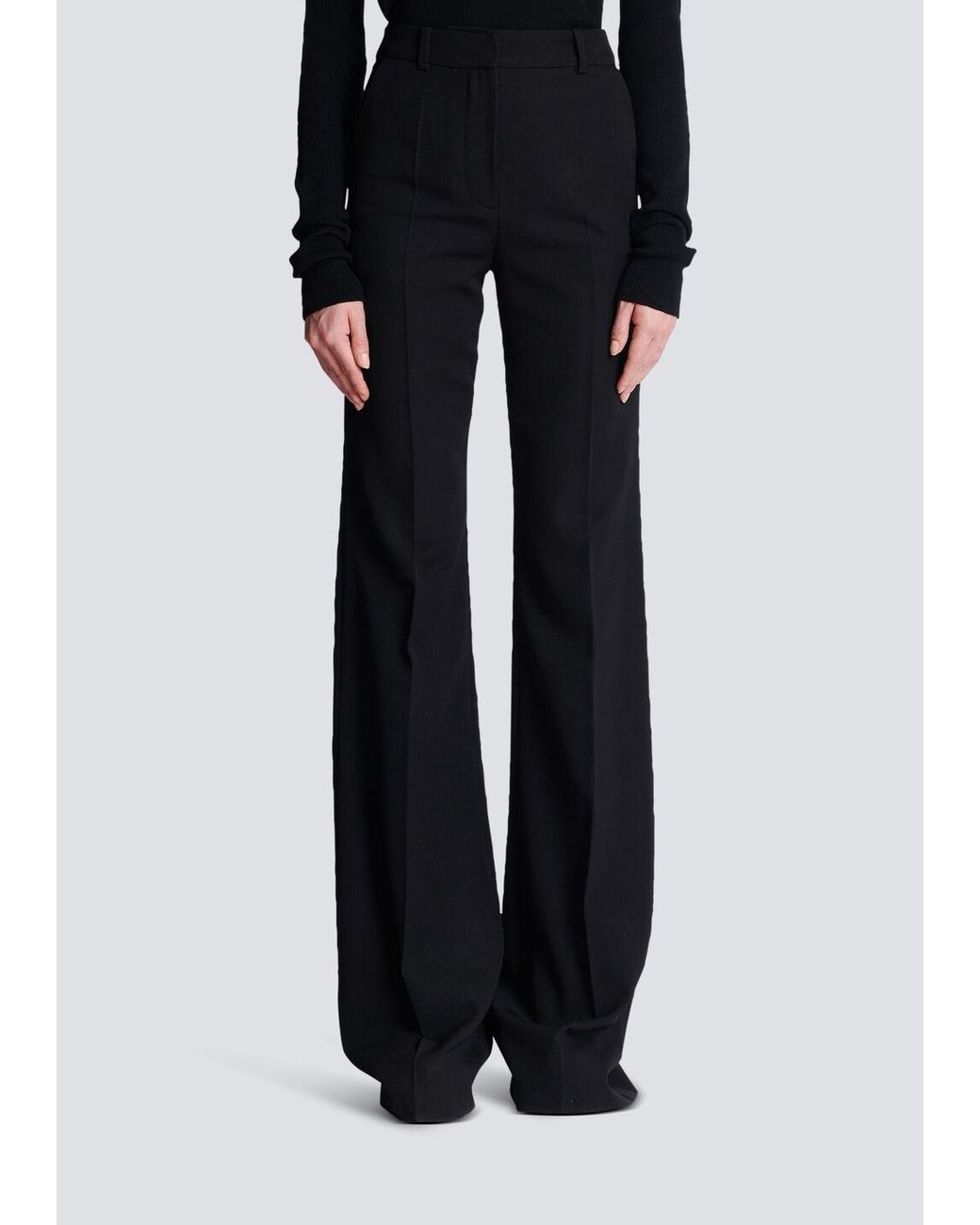 Balmain Black Creases Flared Trousers