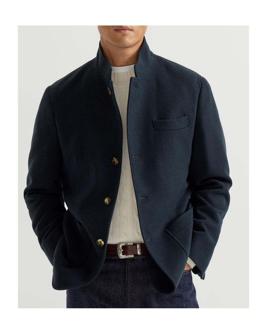 Brunello Cucinelli Blue Lightweight Water-Resistant Cashmere Outerwear Blazer for men