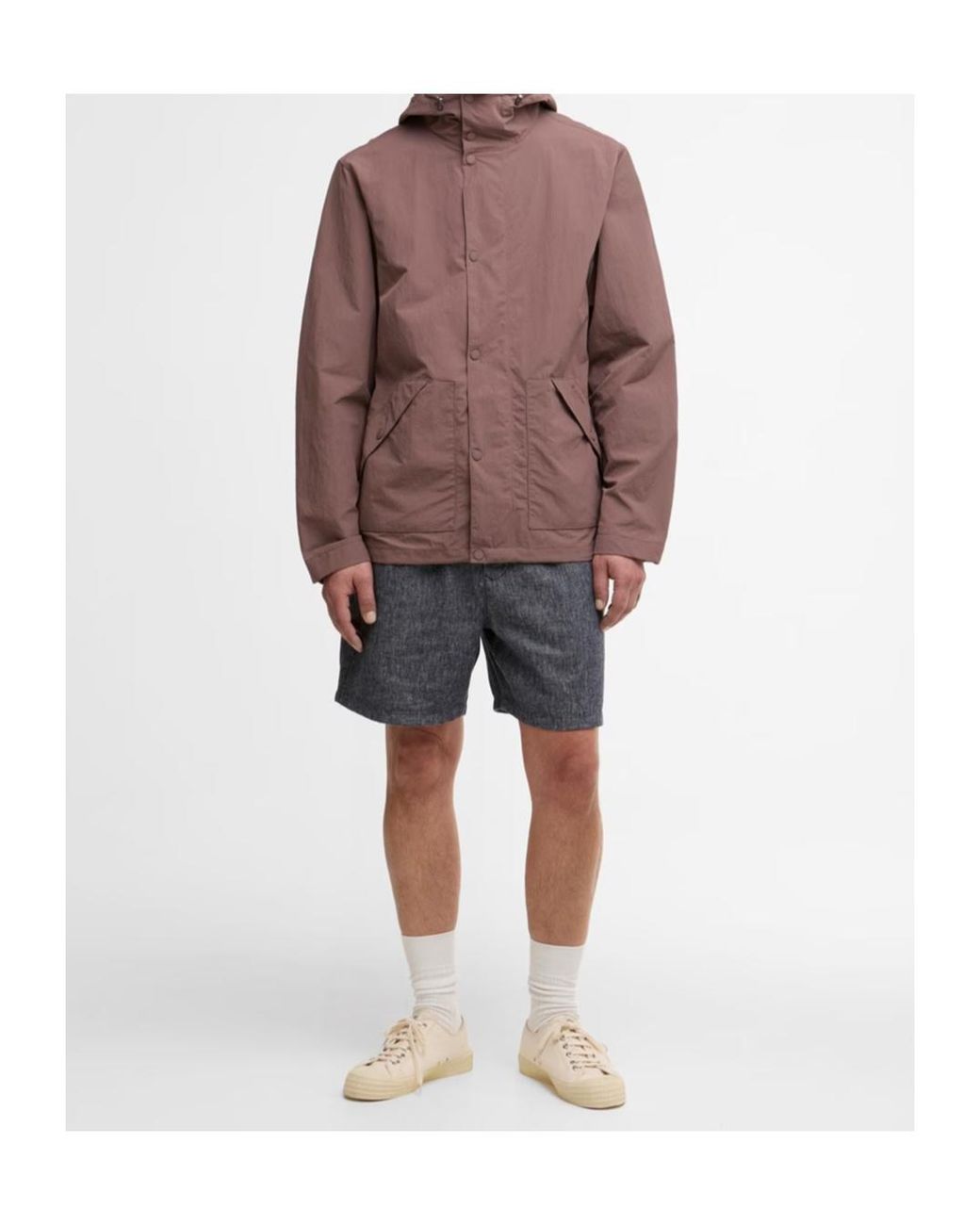 Barbour Brown Zippered Hooded Raincoat for men