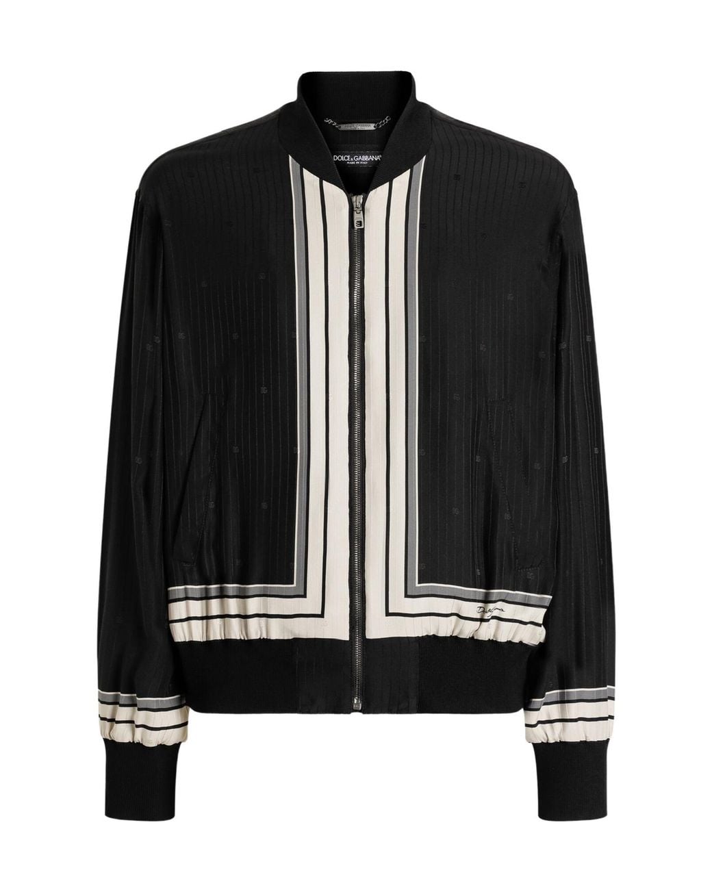 Dolce & Gabbana Black Printed Oversized Bomber Jacket for men