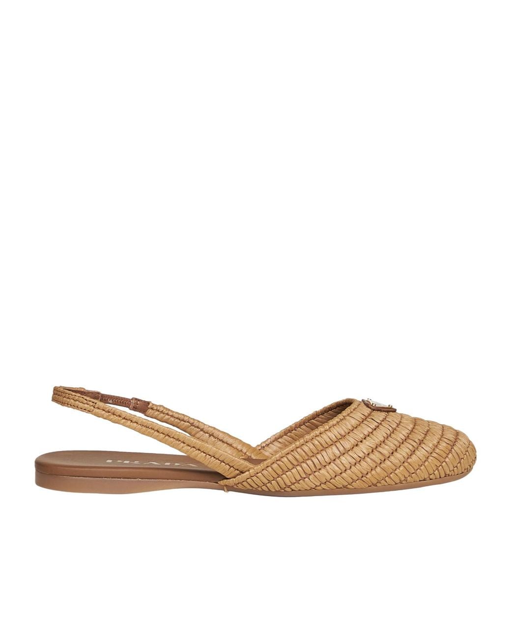 Prada Brown Triangle-Logo Crochet Ballet Flats