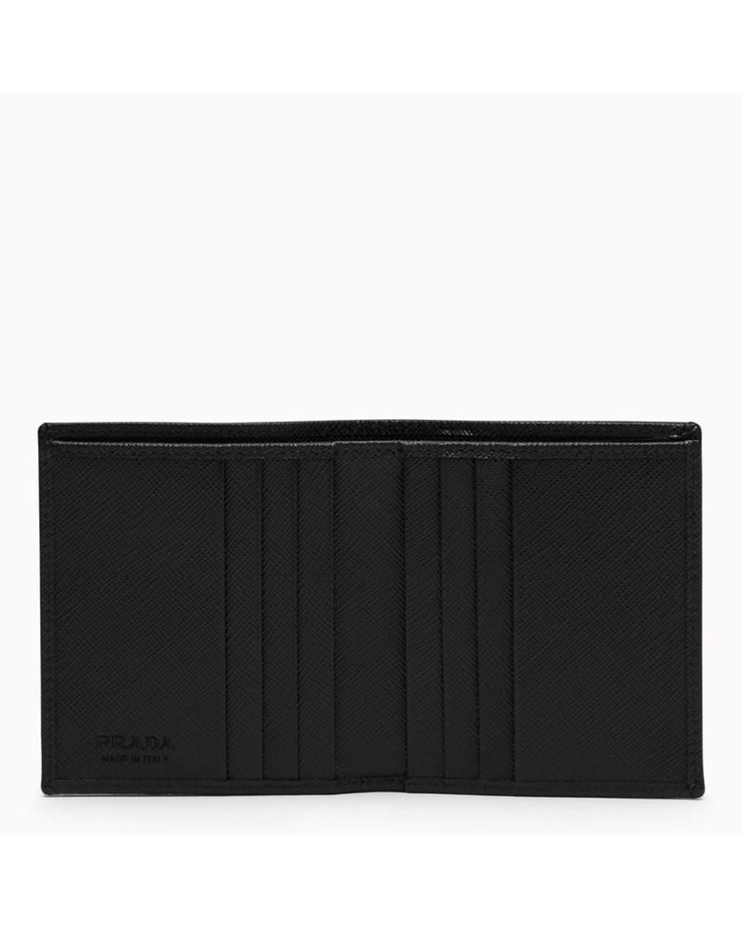 Prada Black Logo Plaque Bi-Fold Wallet for men