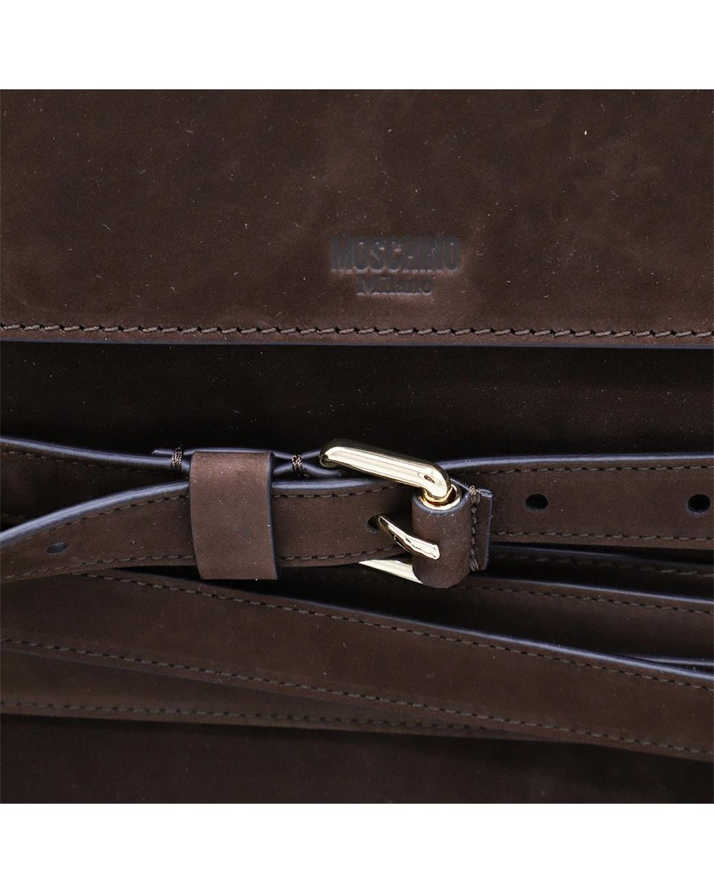 Moschino Brown Tie Me Logo Embossed Tote Bag for men