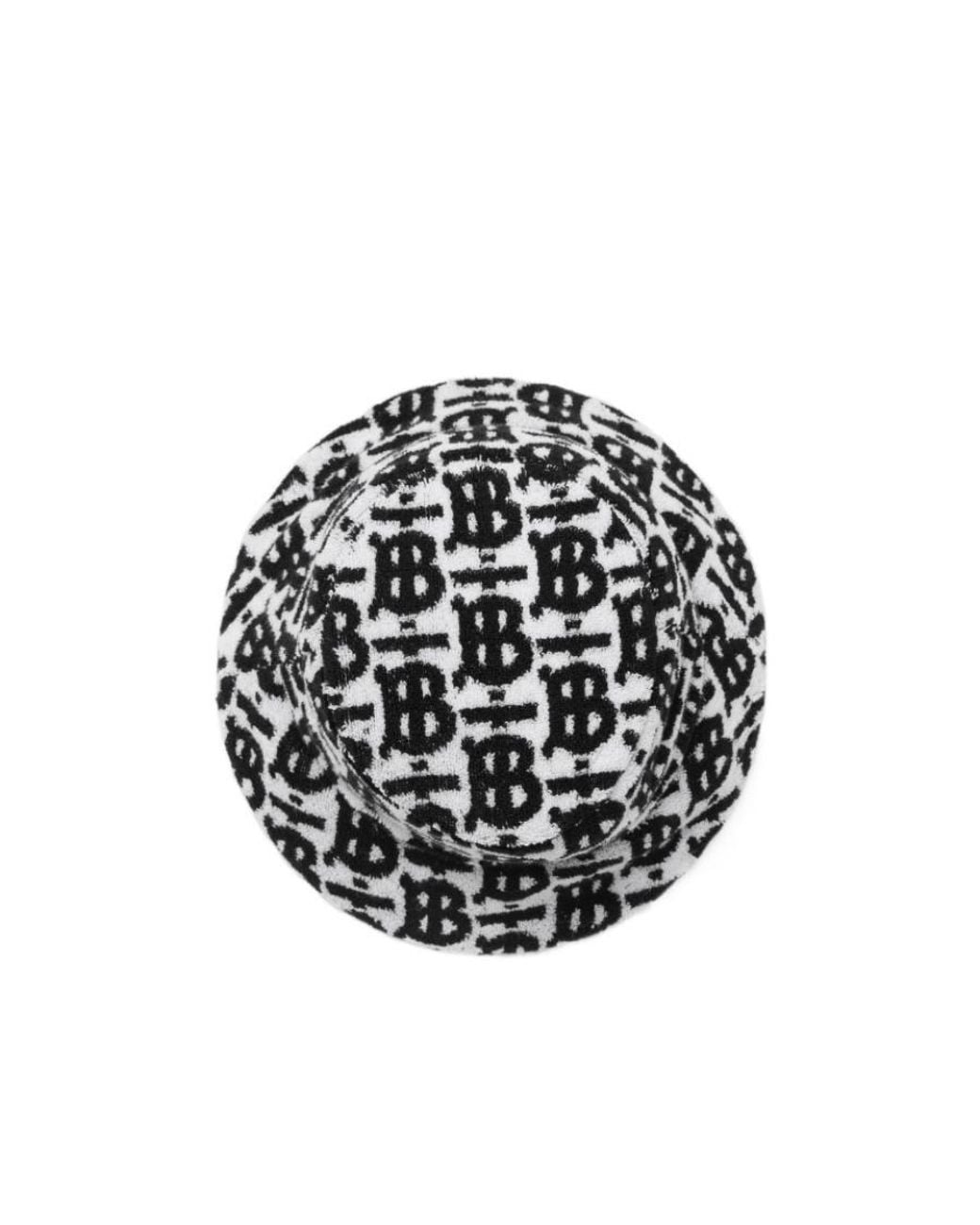 Burberry White Monogram-Print Bucket Hat