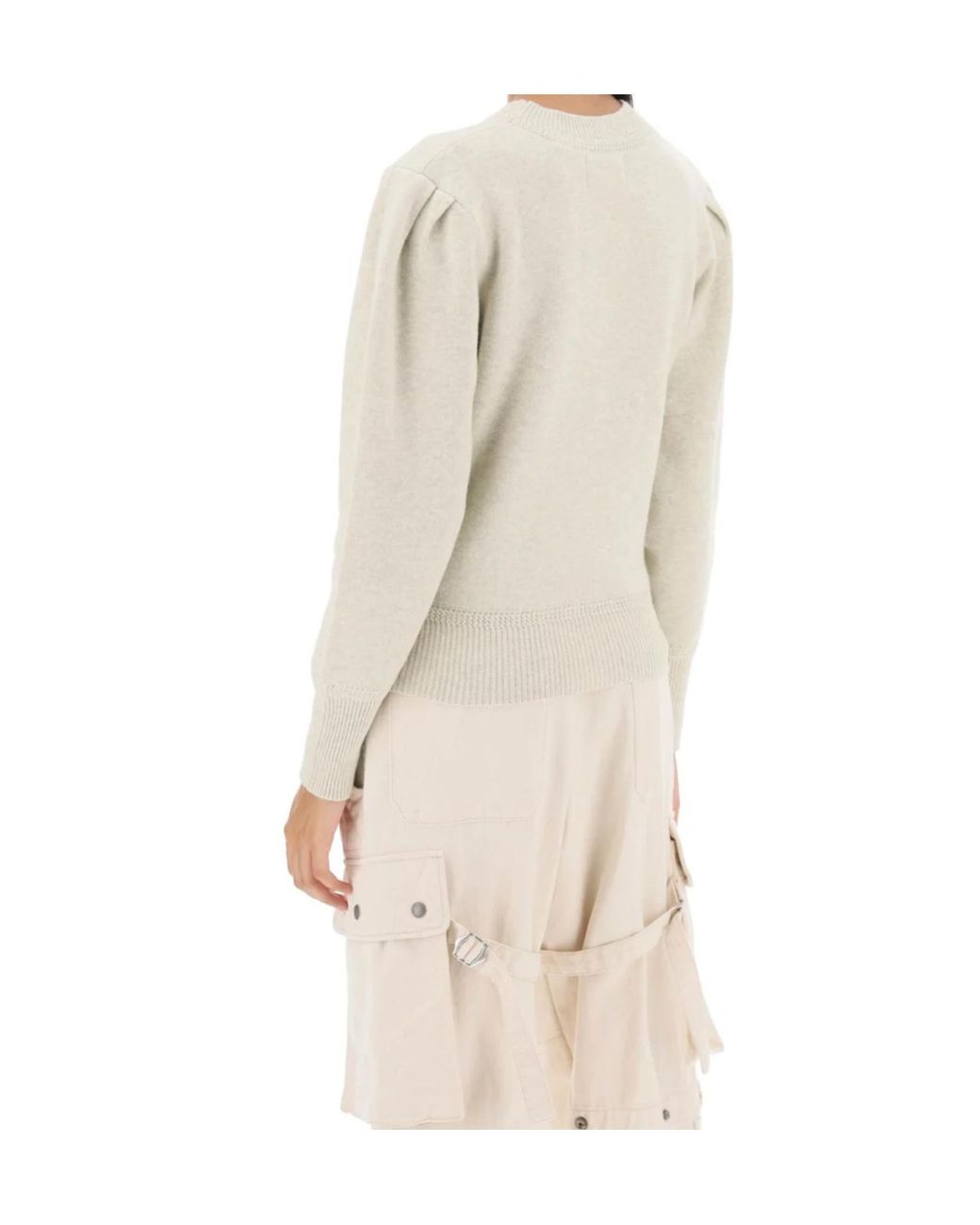 Isabel Marant White Kelaya Sweater With Balloon Sleeves