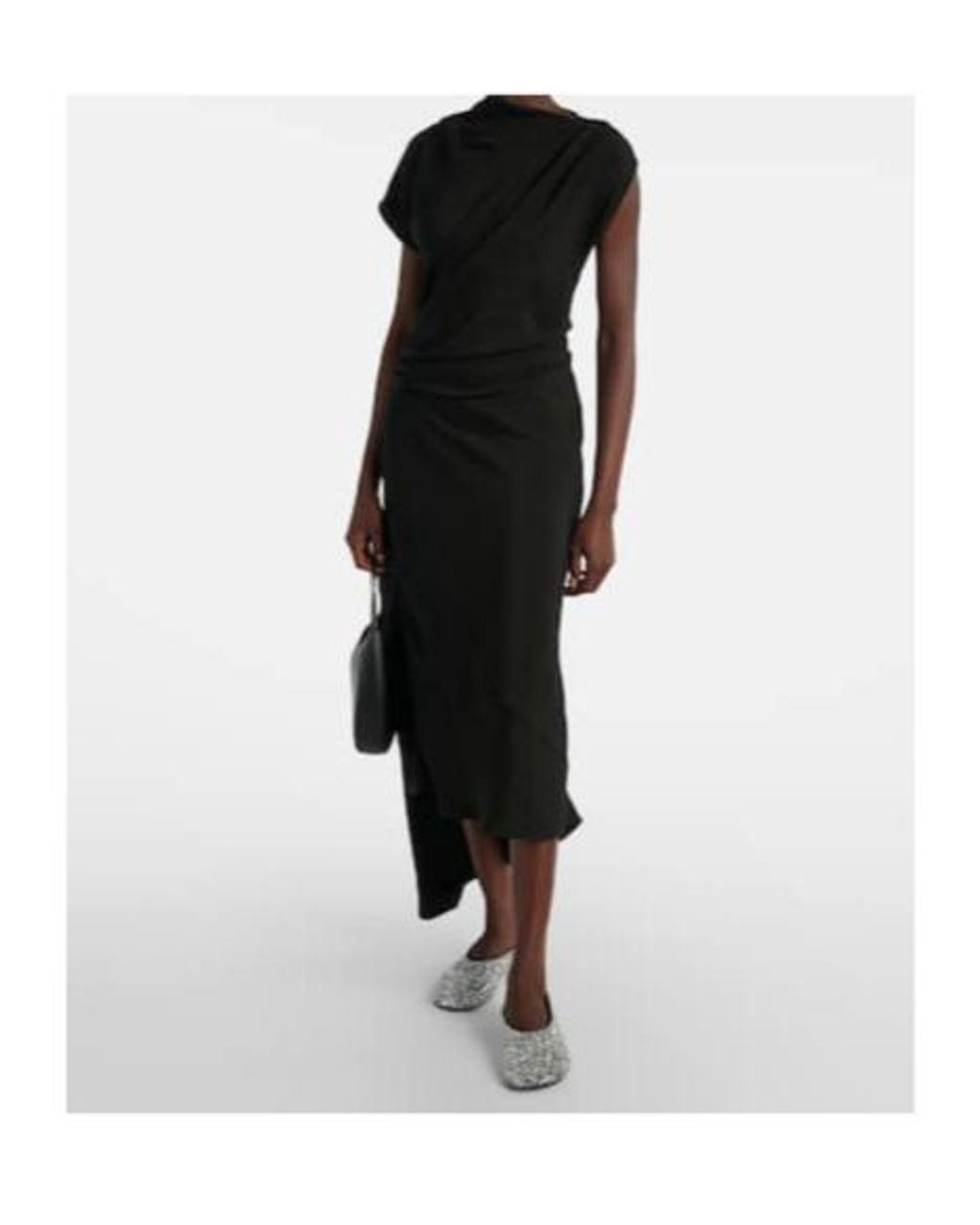 Proenza Schouler Black Hallie Draped Midi Dress