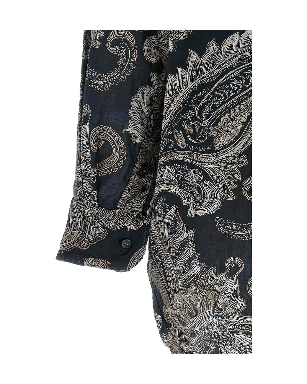 R13 Gray Ruffled Paisley-Print Shirt