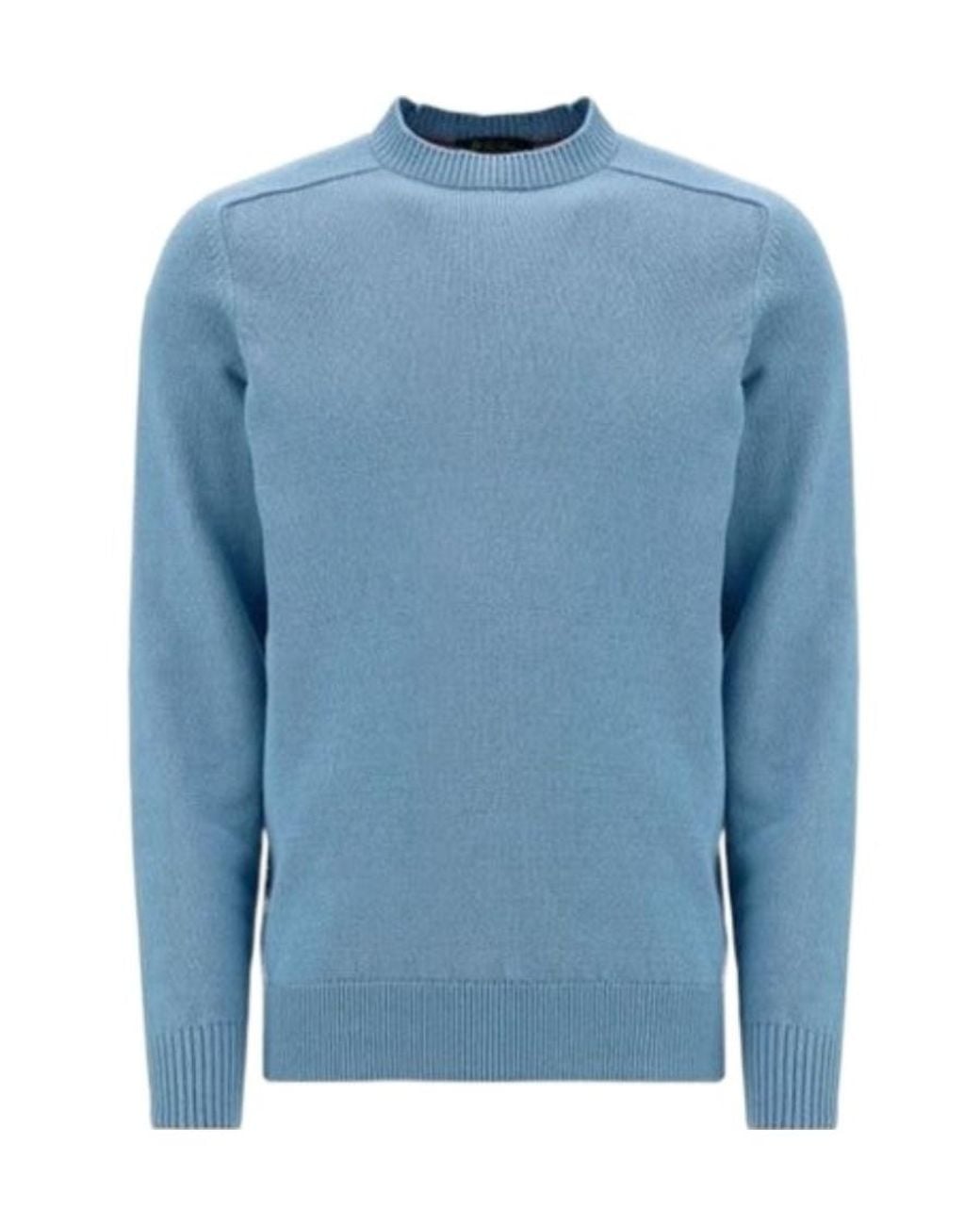 Loro Piana Blue Long-Sleeved Round-Neck Sweater for men