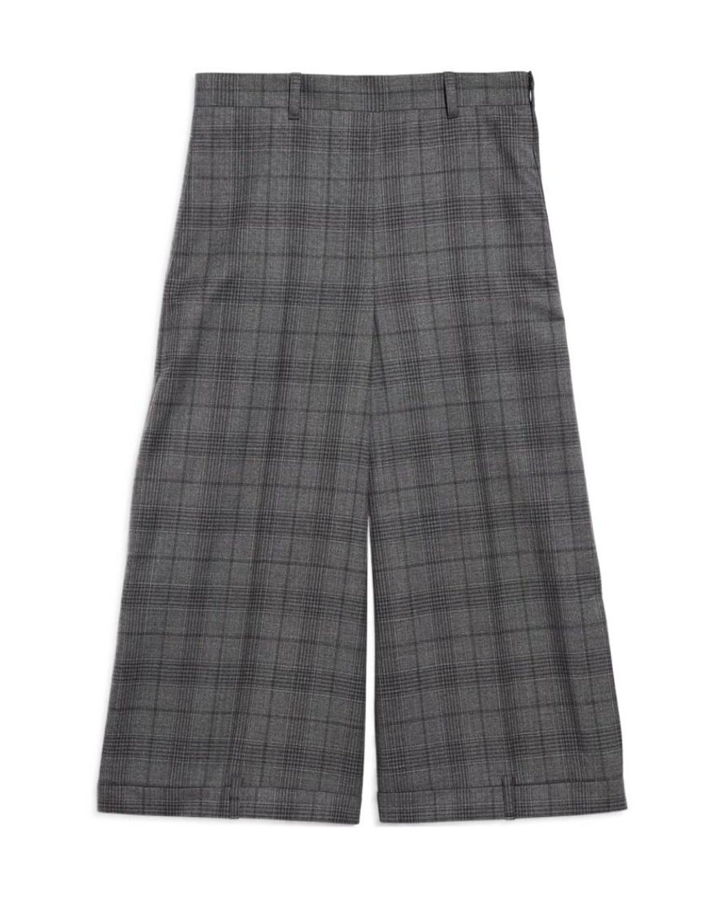Balenciaga Gray Checked Deconstructed Long Shorts