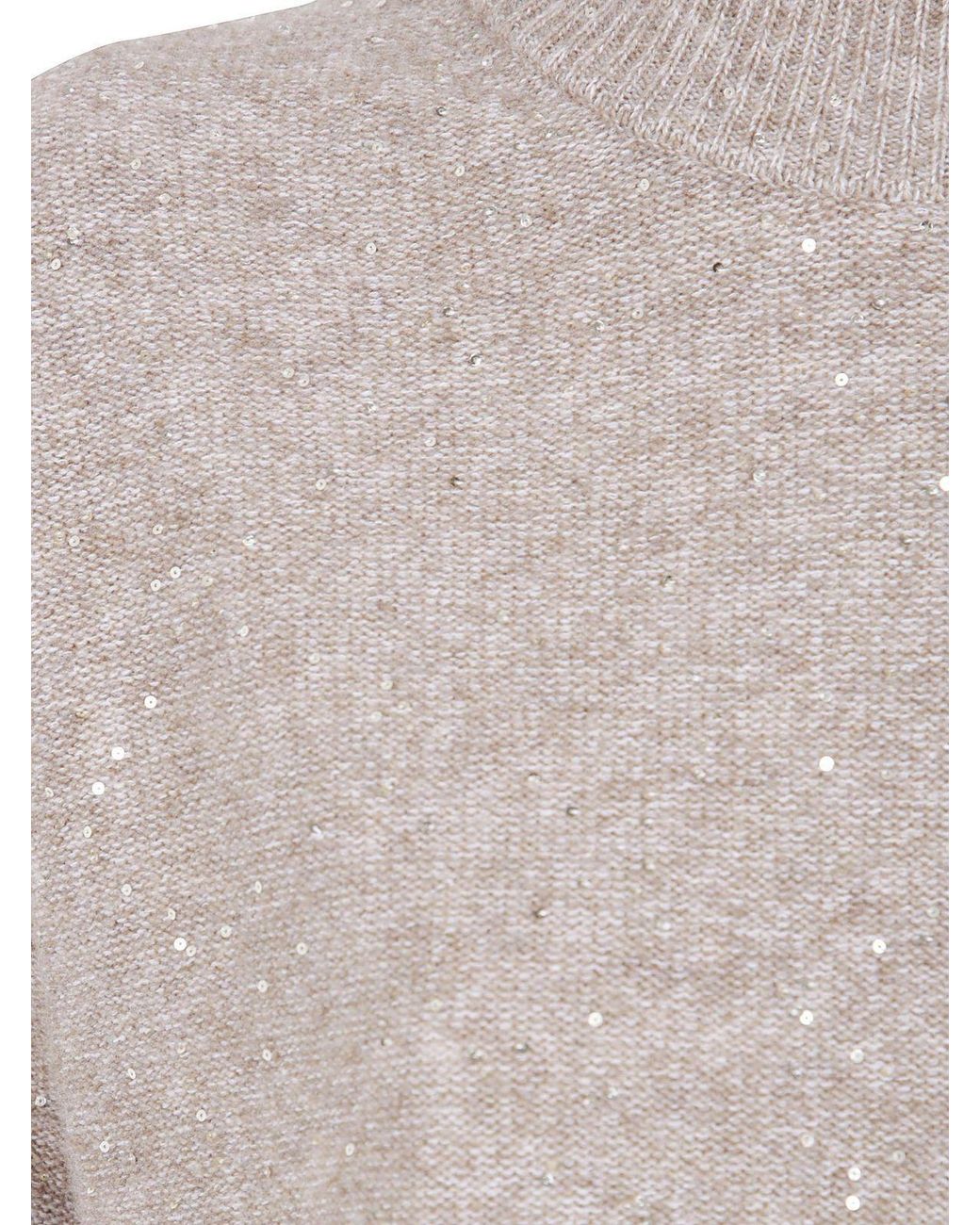 Seventy Gray Sequinned Mock Neck Knitted Sweater