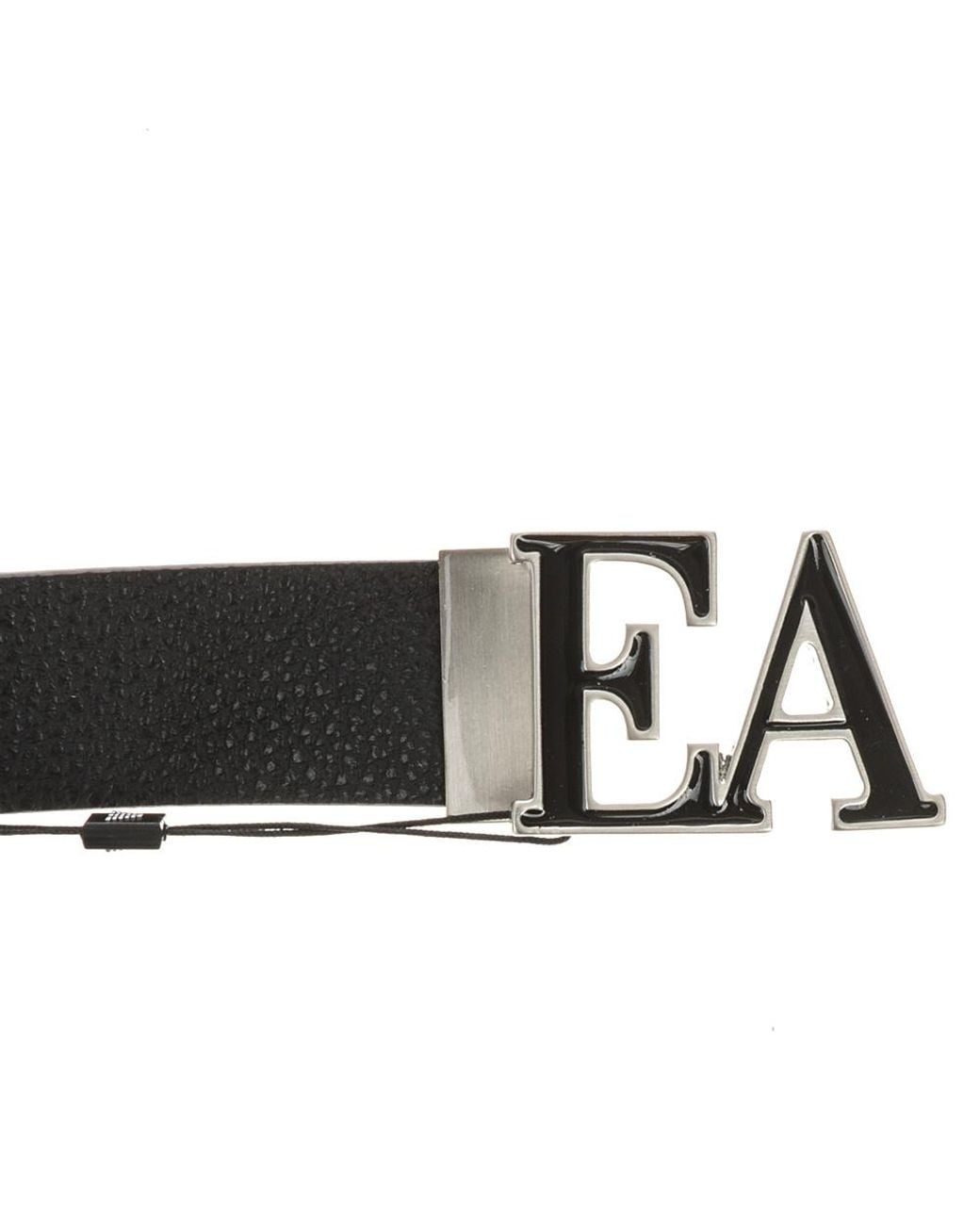 Emporio Armani Black Logo Buckle Belt for men