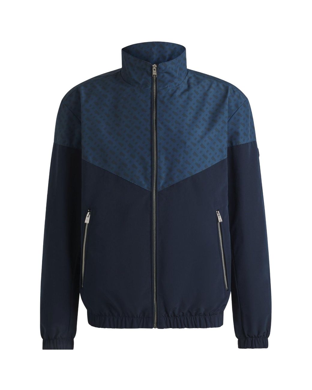 Boss Blue High Collar Long Sleeve Casual Jacket for men
