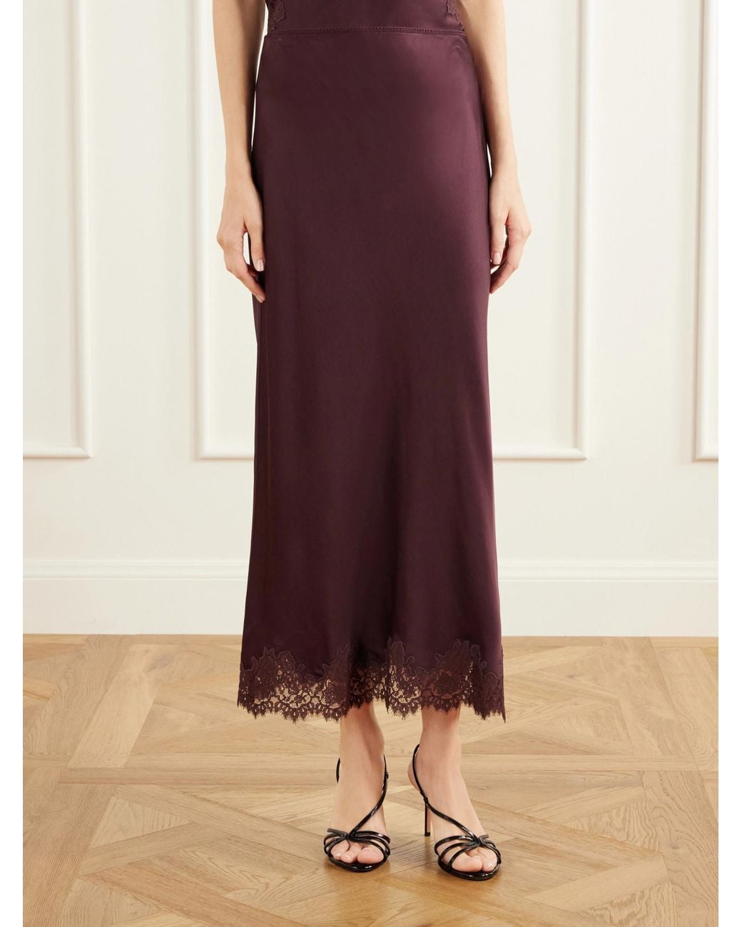 Rixo Purple Lace-Trimmed Skirt