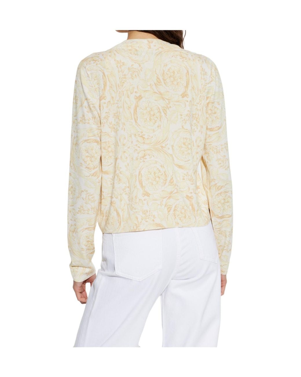 Versace White Crewneck Button-Up Cardigan