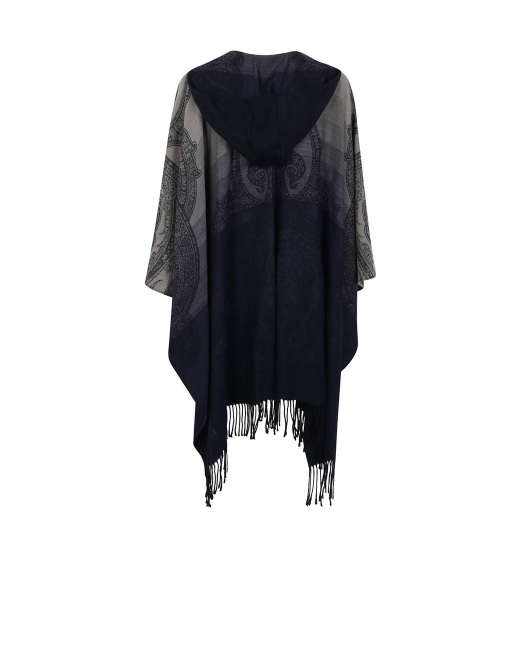 Etro Gray Hooded Patterned Cape