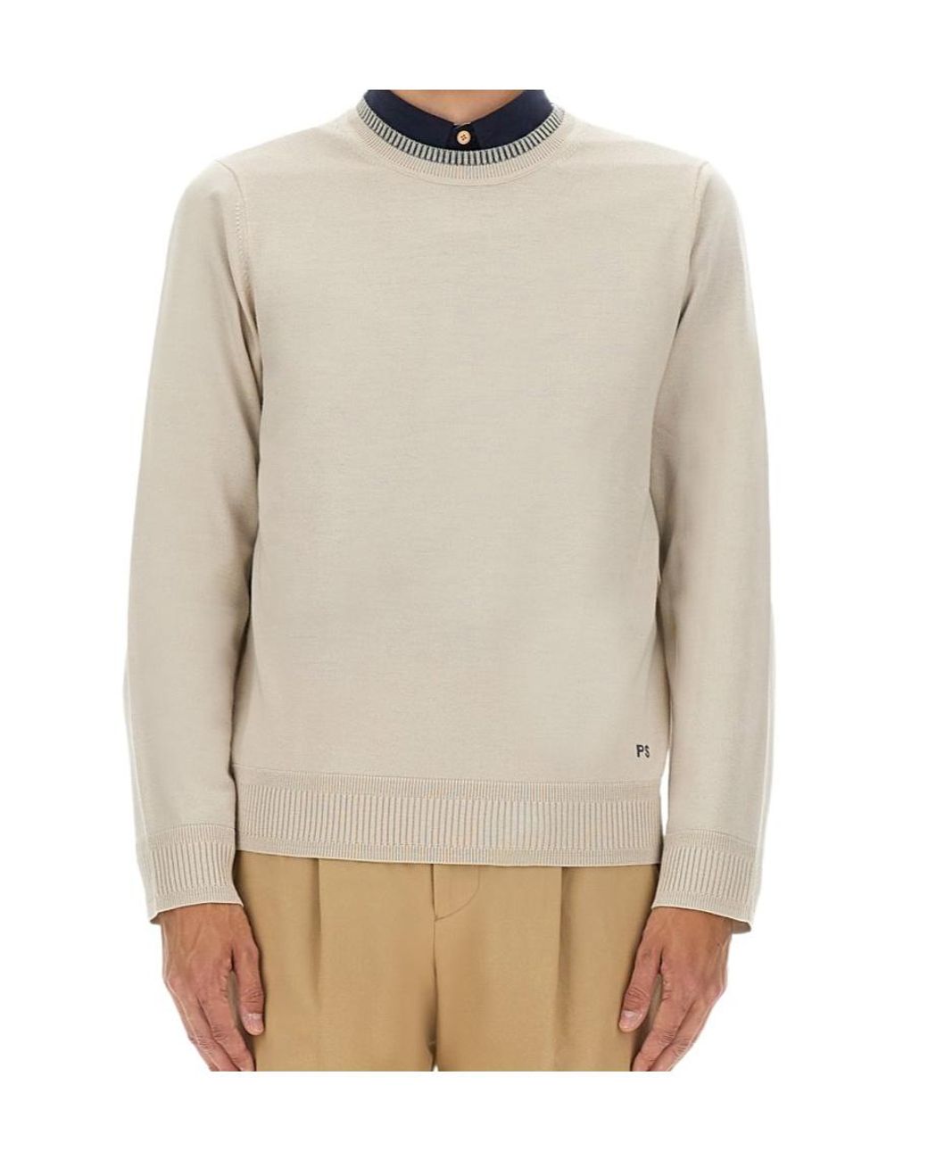Paul Smith Natural Ps Paul Smith Contrast-Collar Jumper for men