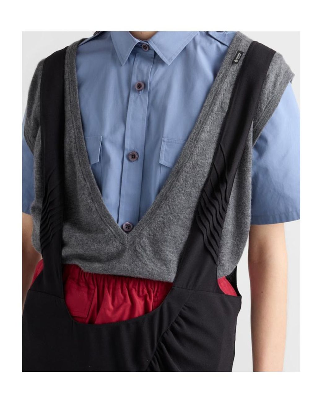 Prada Black Satin Sablé Dress With Suspenders