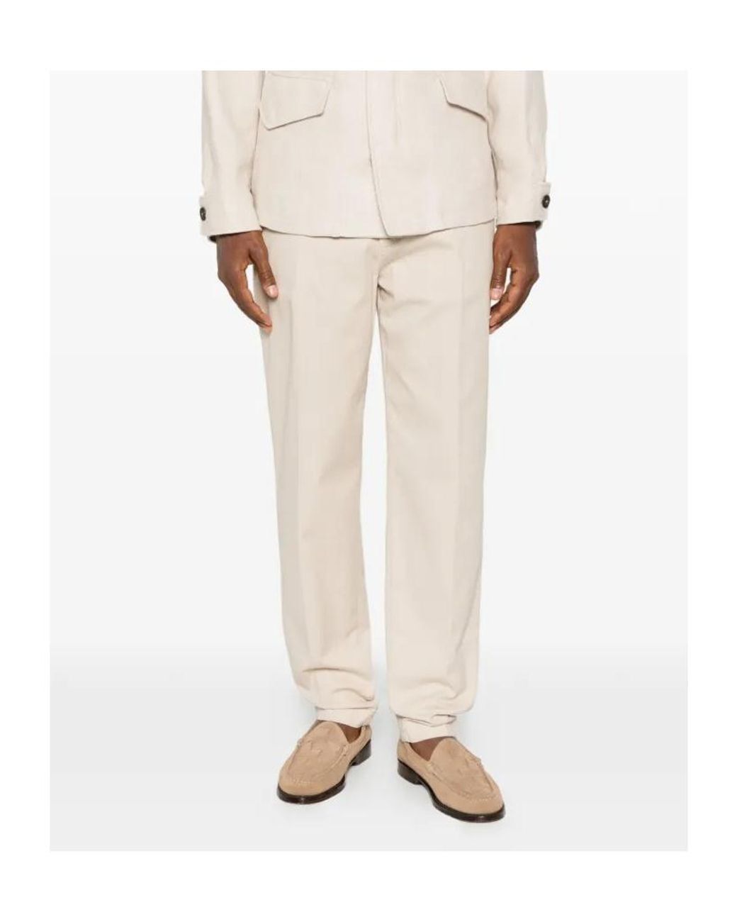 Eleventy Natural Elasticated-Waist Chino Trousers for men