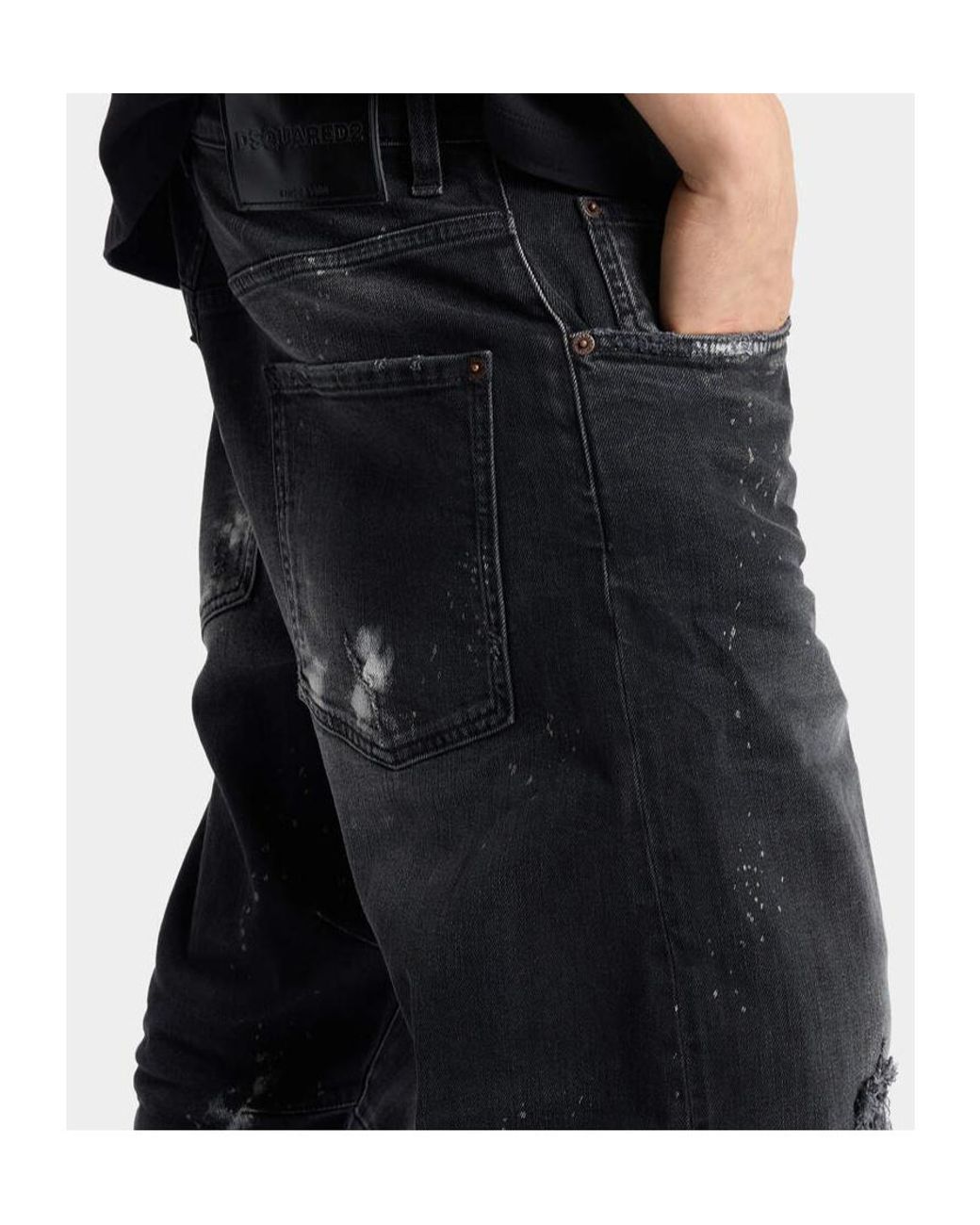 DSquared² Black Kawaii Paint-Splatter Jeans for men