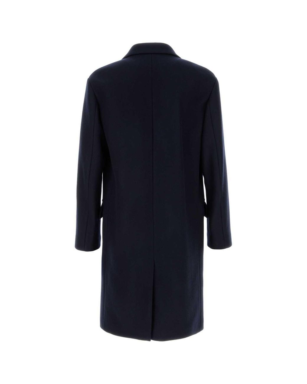 Dries Van Noten Blue Midnight Wool Blend Rustic Coat for men