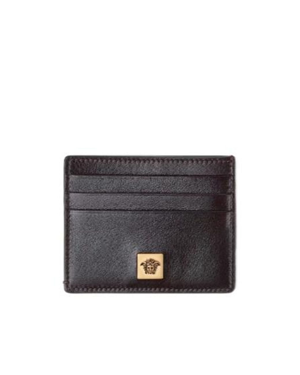 Versace Black Medusa Plaque Card Holder for men