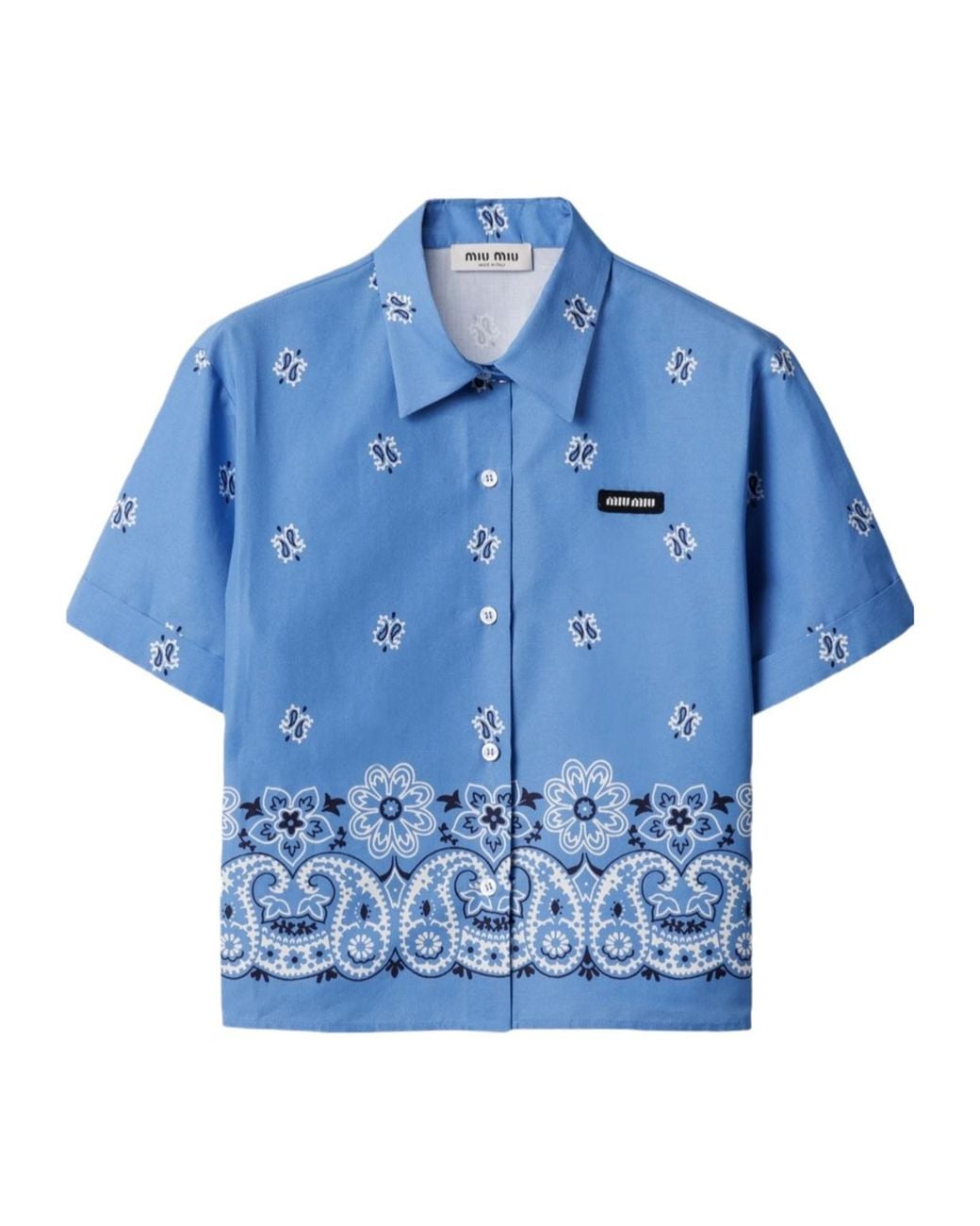 Miu Miu Blue Printed Poplin Shirt