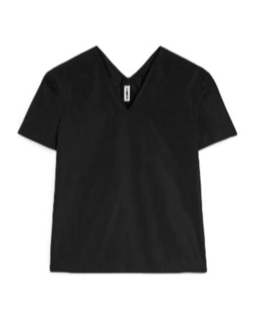 Jil Sander Black Short Sleeve V-Neck Top