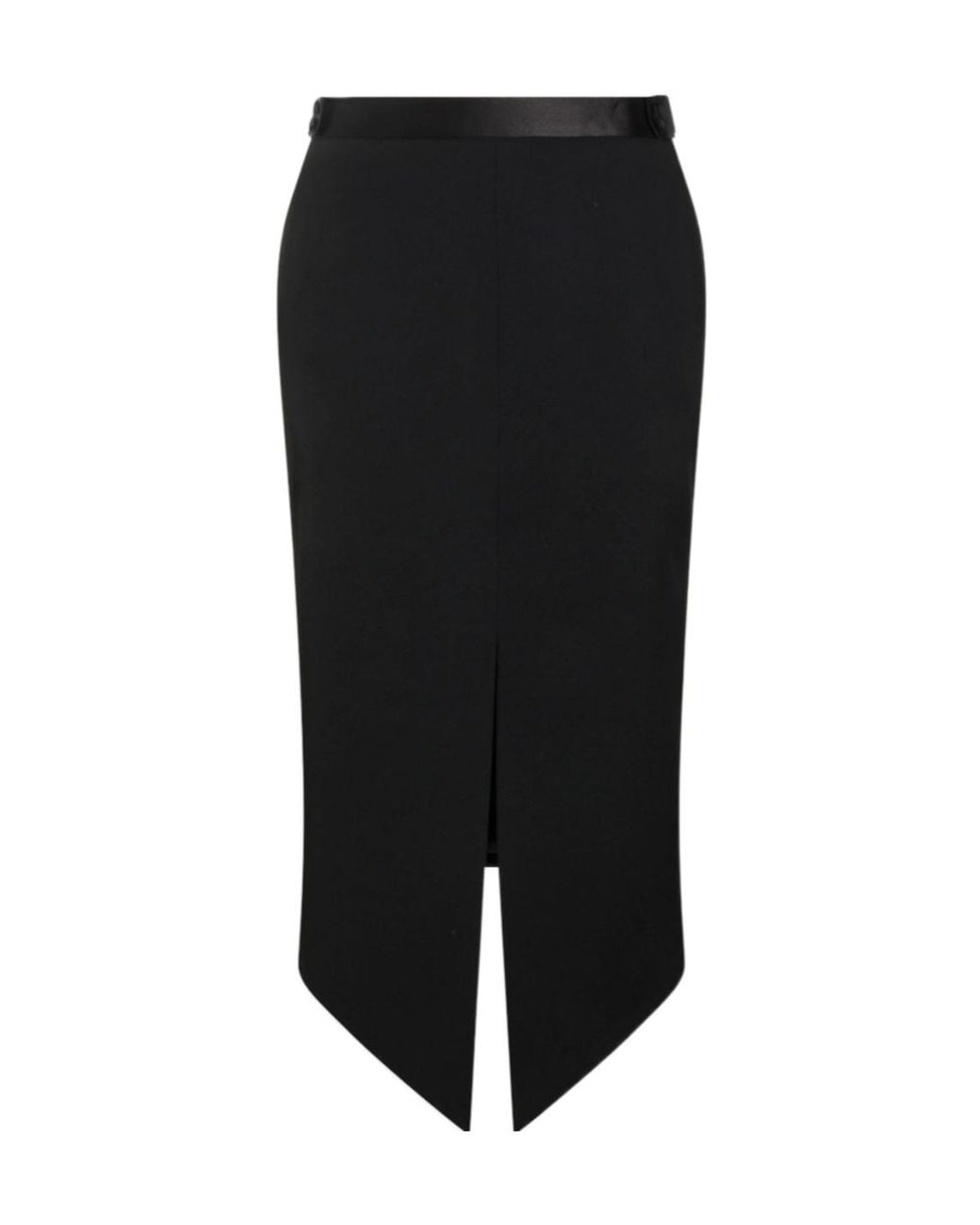 Tom Ford Black Satin Trim Split-Hem Skirt