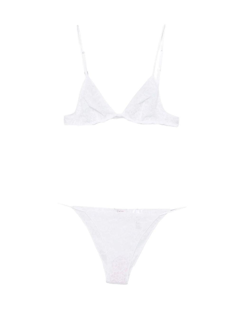 Oseree White Lace-Pattern Lingerie Set (Set Of Two)