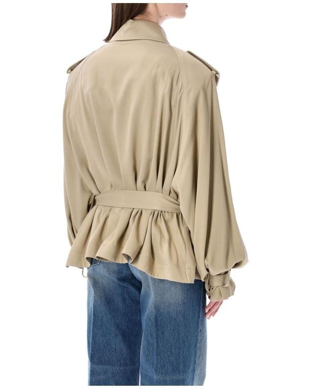 Frankie Shop Natural Elva Fluid Short Trench Coat