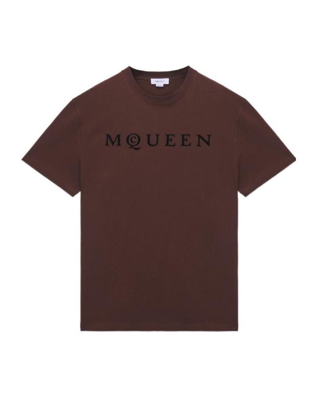 McQueen Brown Cotton Logo T-Shirt for men