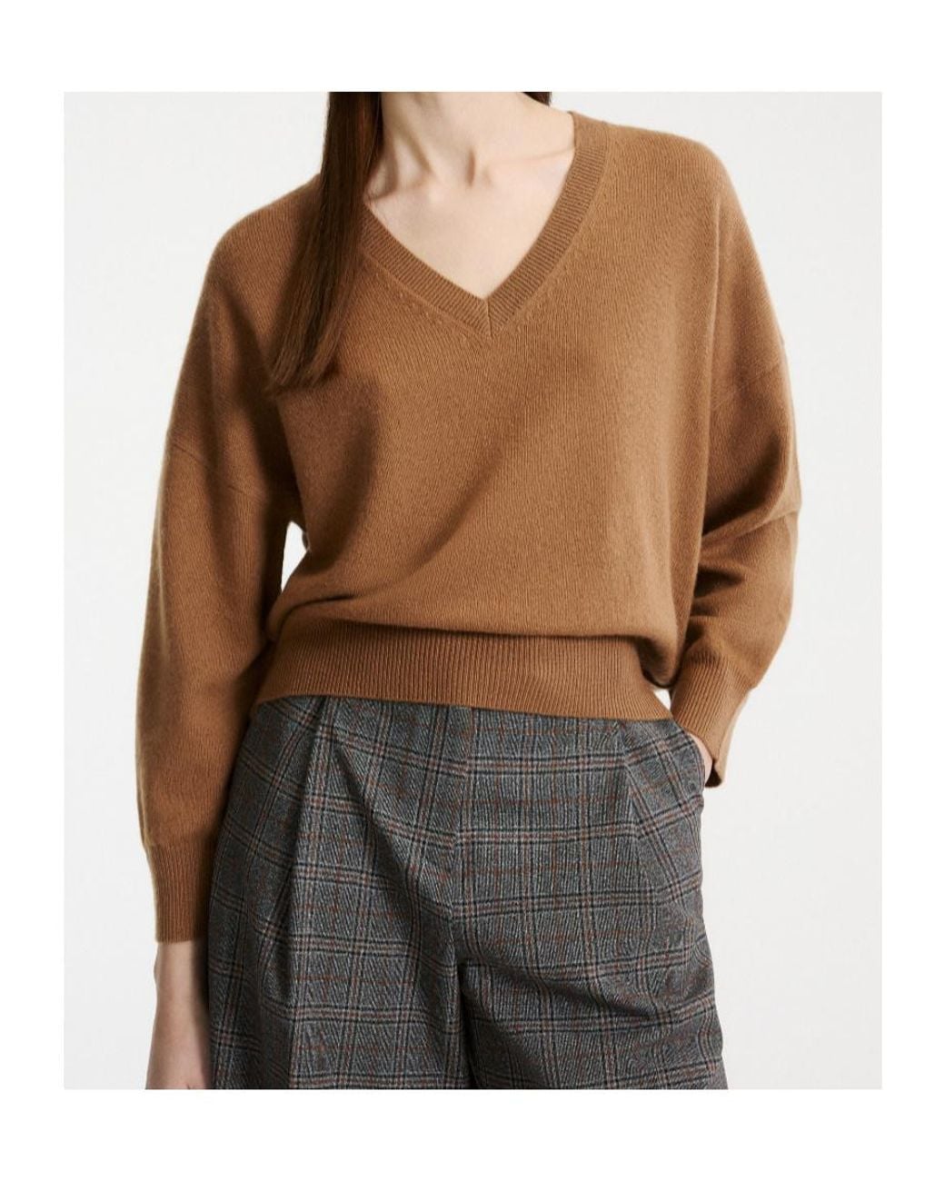 Marella Brown Wool And Cashmere V-Neck Jumper