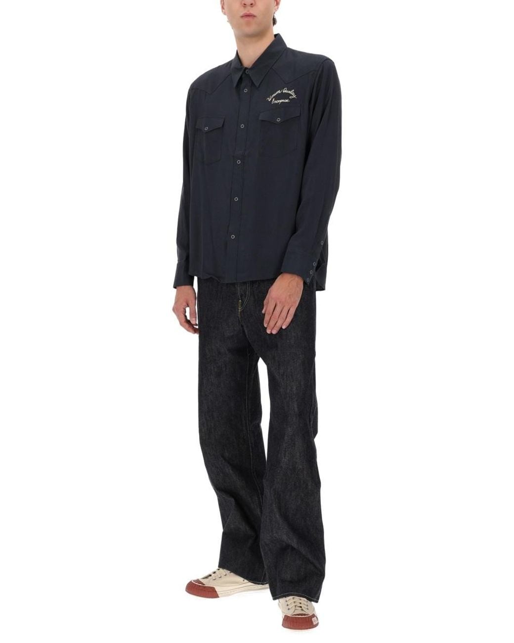 Visvim Blue Four Corners Long-Sleeve Shirt for men