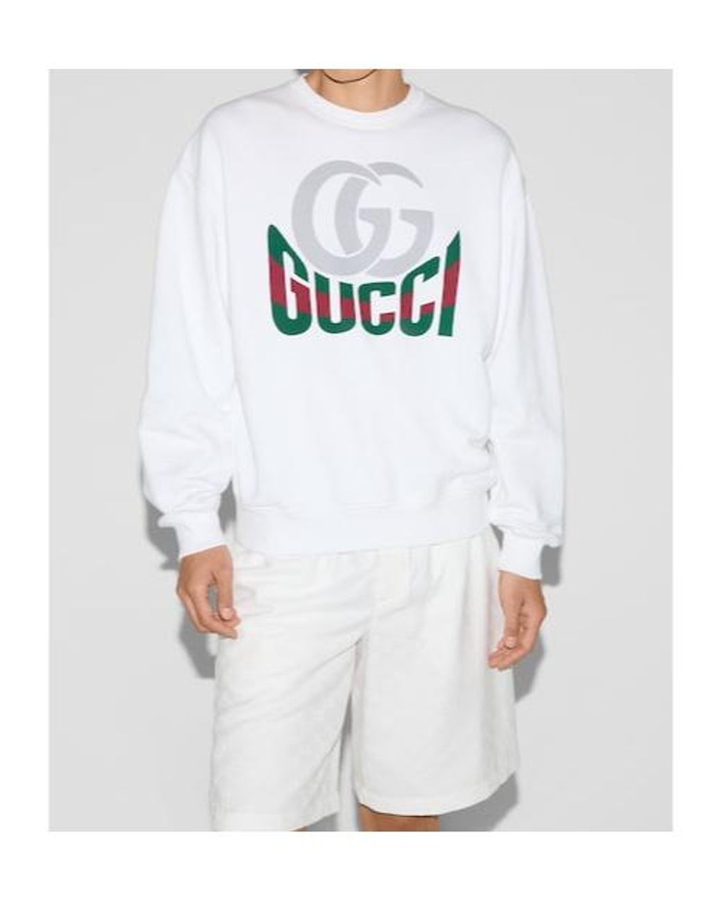 Gucci White Logo-Print Sweatshirt for men