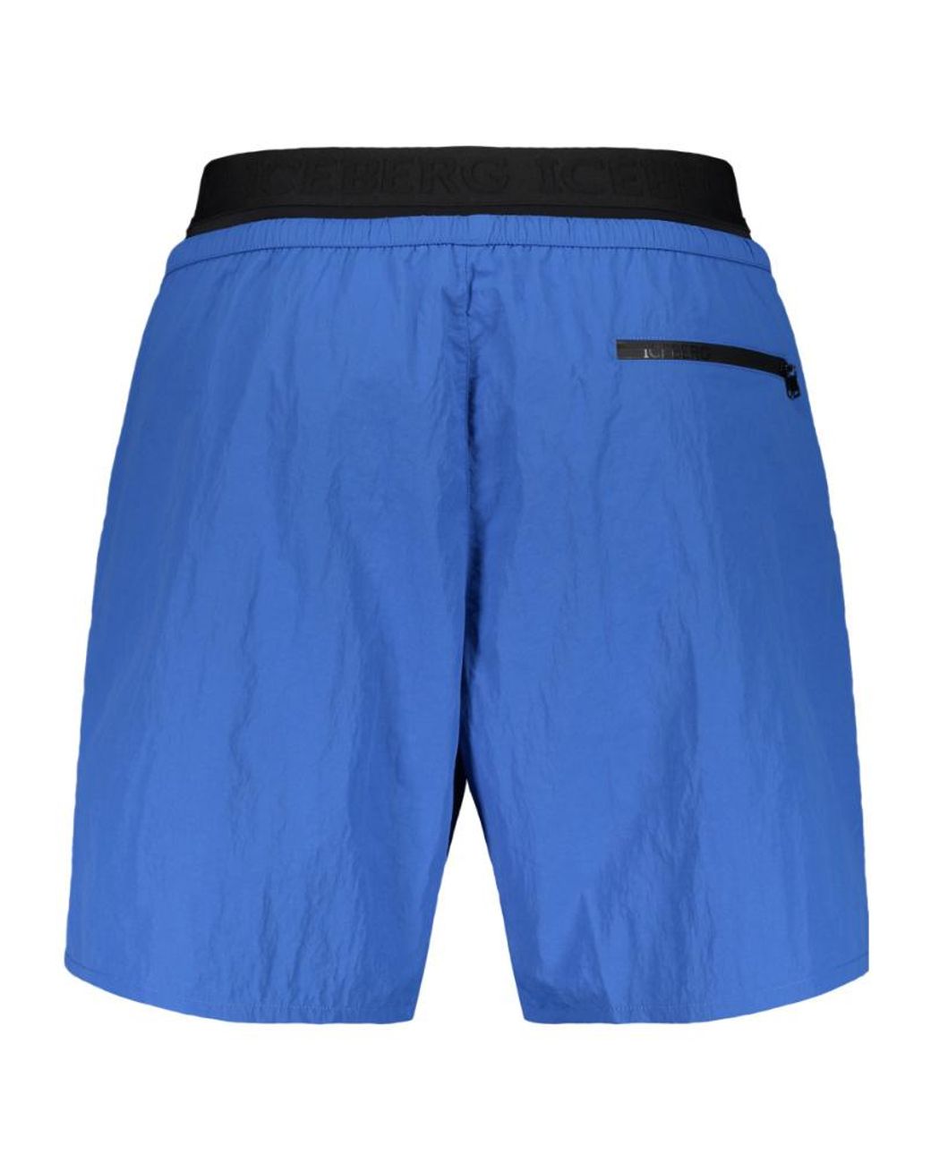 Iceberg Blue Logo Patch Swim Shorts for men