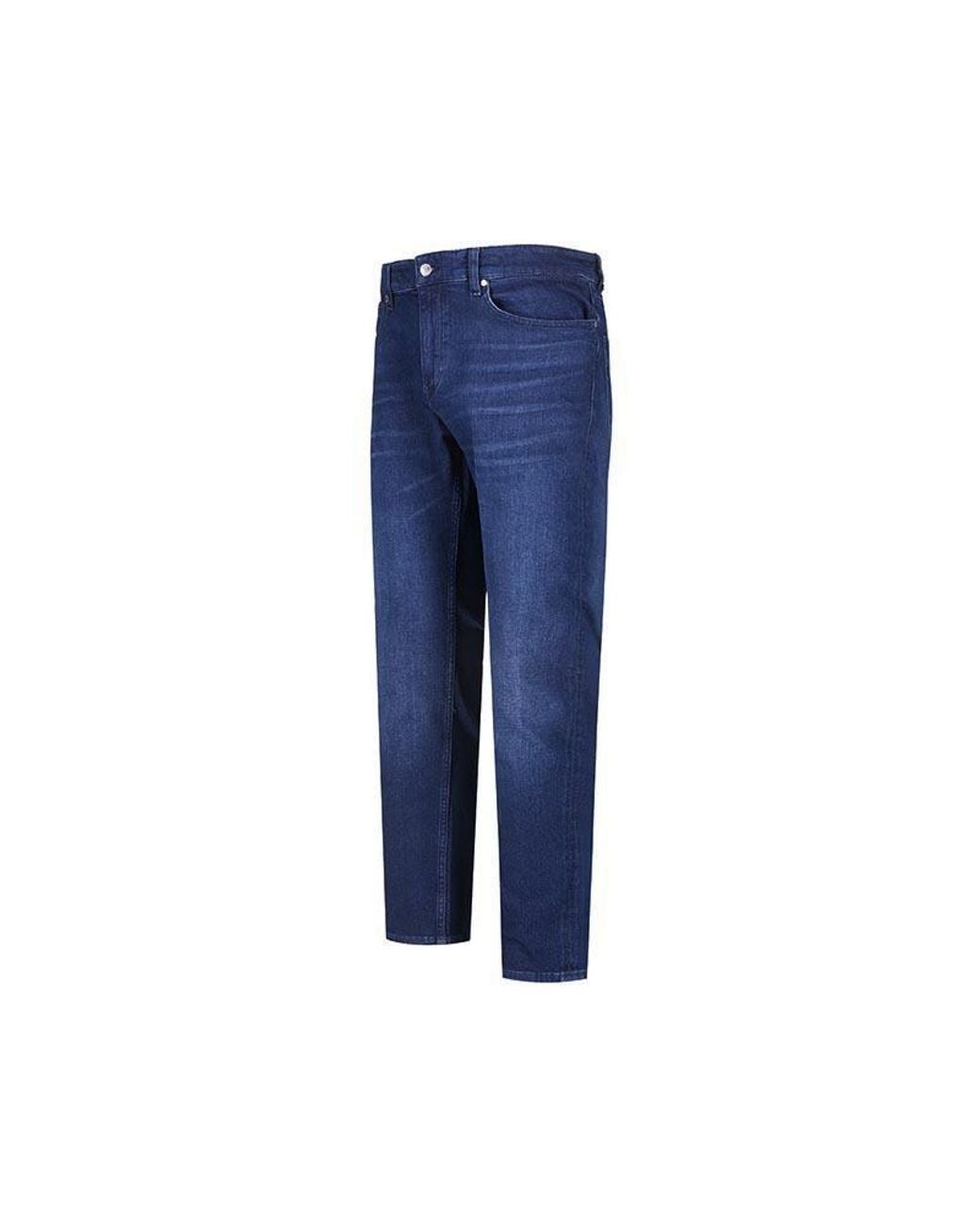 Boss Blue Boss Logo Patch Tapered Jeans for men