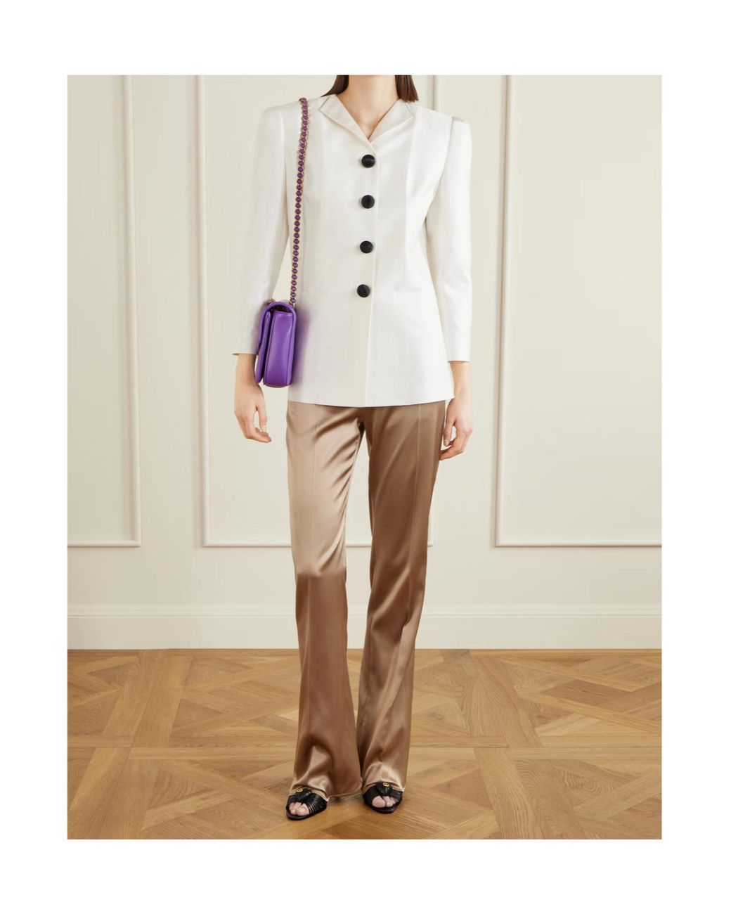 Valentino White Notched-Lapel Button-Up Jacket