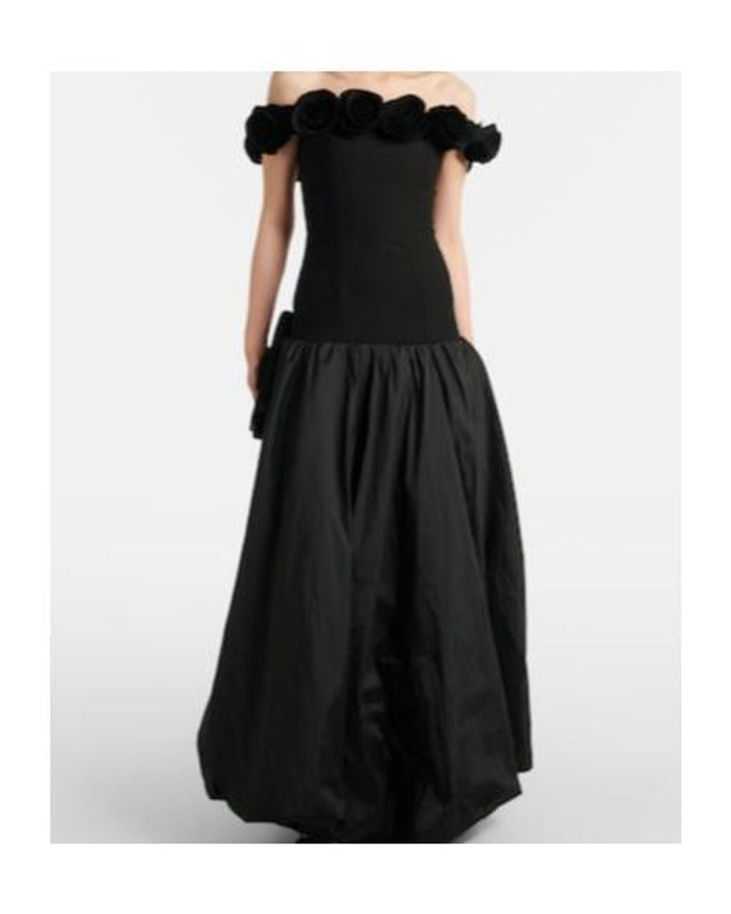 ROTATE BIRGER CHRISTENSEN Black Floral-Appliqué Off-Shoulder Crêpe Maxi Dress