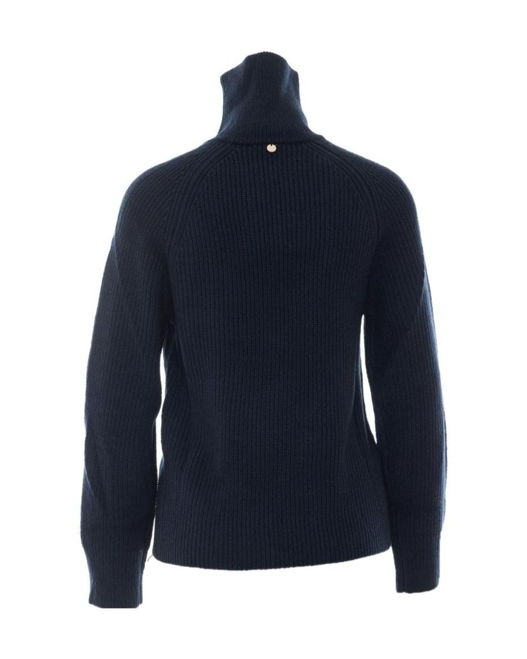 Liu Jo Blue Zip-Up High Neck Knitted Sweater