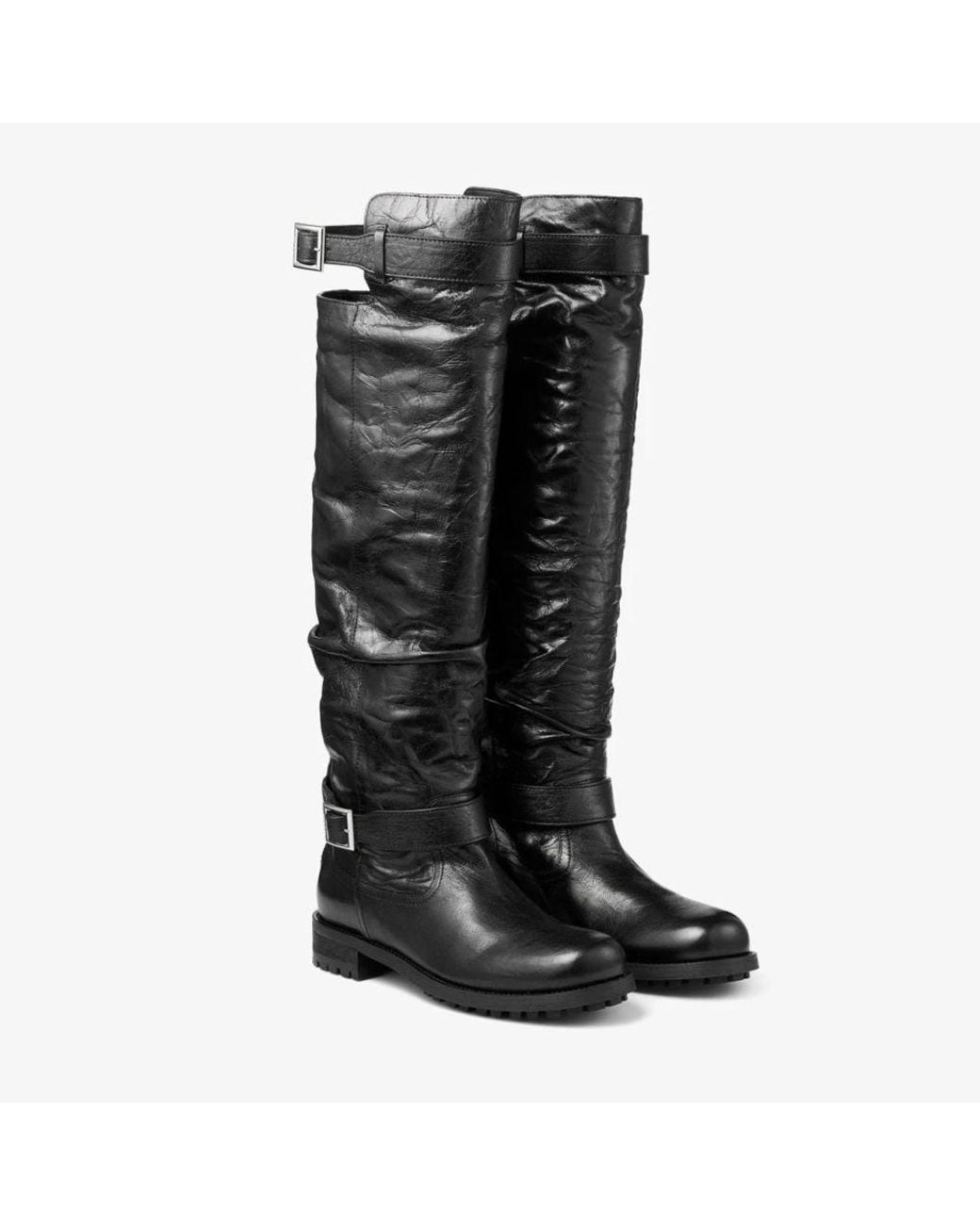 Jimmy Choo Black Buckle Knee-High Boot